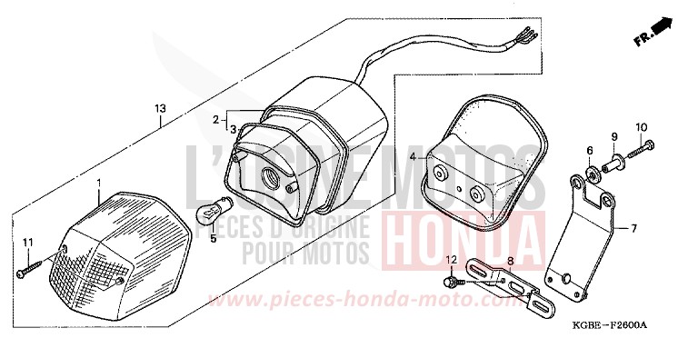 TAILLIGHT for Shadow VT125C SPANGLE SILVER METALLIC (NHA49) from 2006